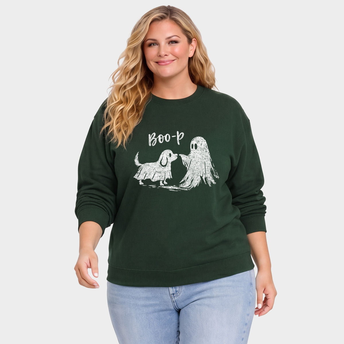 Boo-P Ghost and Dog - Women's Plus Sweatshirt