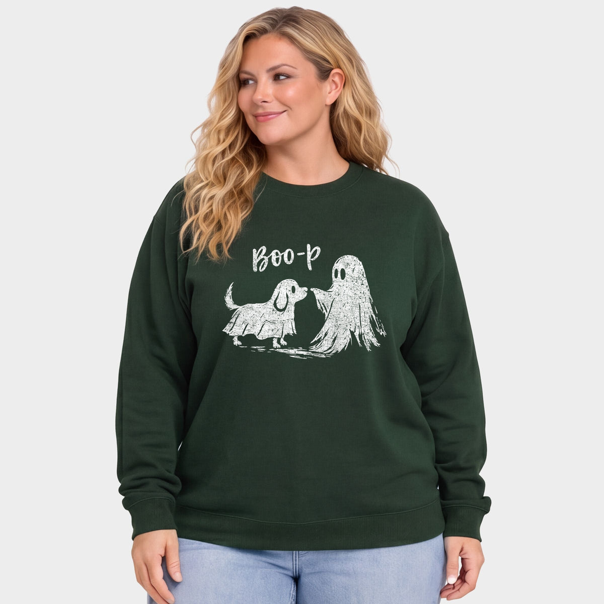 Boo-P Ghost and Dog - Women's Plus Sweatshirt
