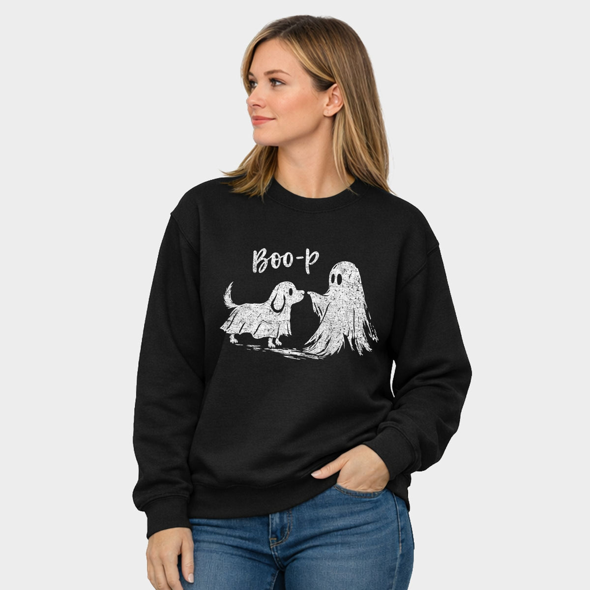 Boo-P Ghost and Dog - Women's Graphic Sweatshirt