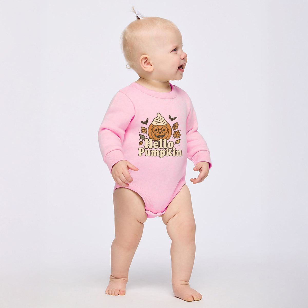 Hello Pumpkin Leaves - Infant Fleece BodySuit