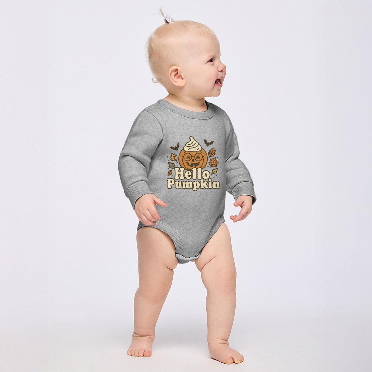 Hello Pumpkin Leaves - Infant Fleece BodySuit