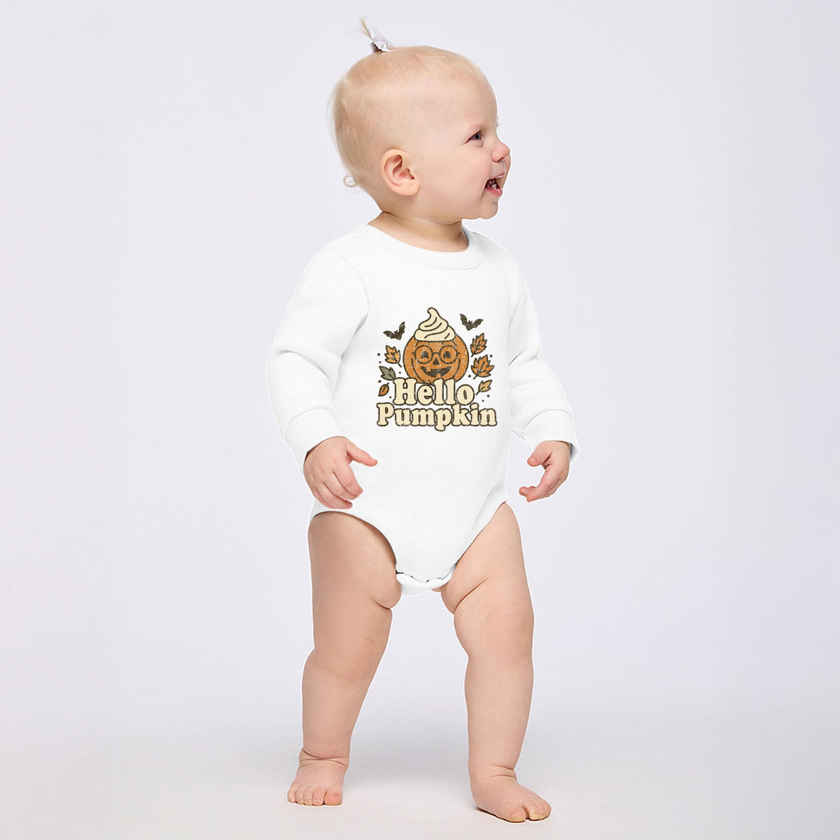Hello Pumpkin Leaves - Infant Fleece BodySuit