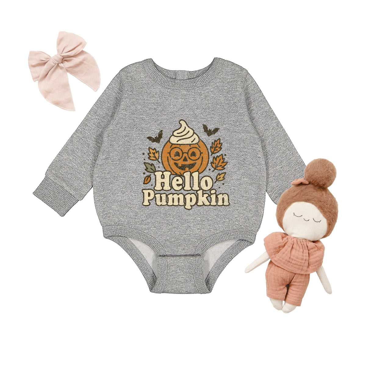 Hello Pumpkin Leaves - Infant Fleece BodySuit