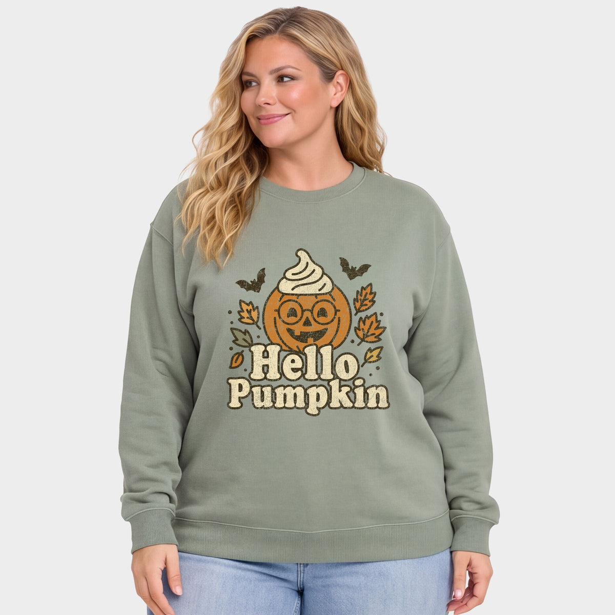 Hello Pumpkin Leaves - Women's Plus Sweatshirt