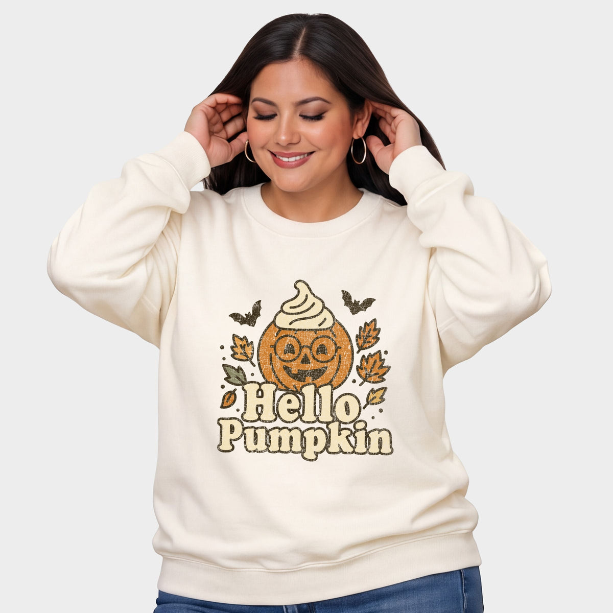 Hello Pumpkin Leaves - Women's Plus Sweatshirt