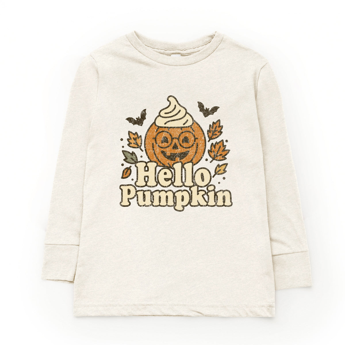 Hello Pumpkin Leaves - Youth Long Sleeve Graphic T-Shirt