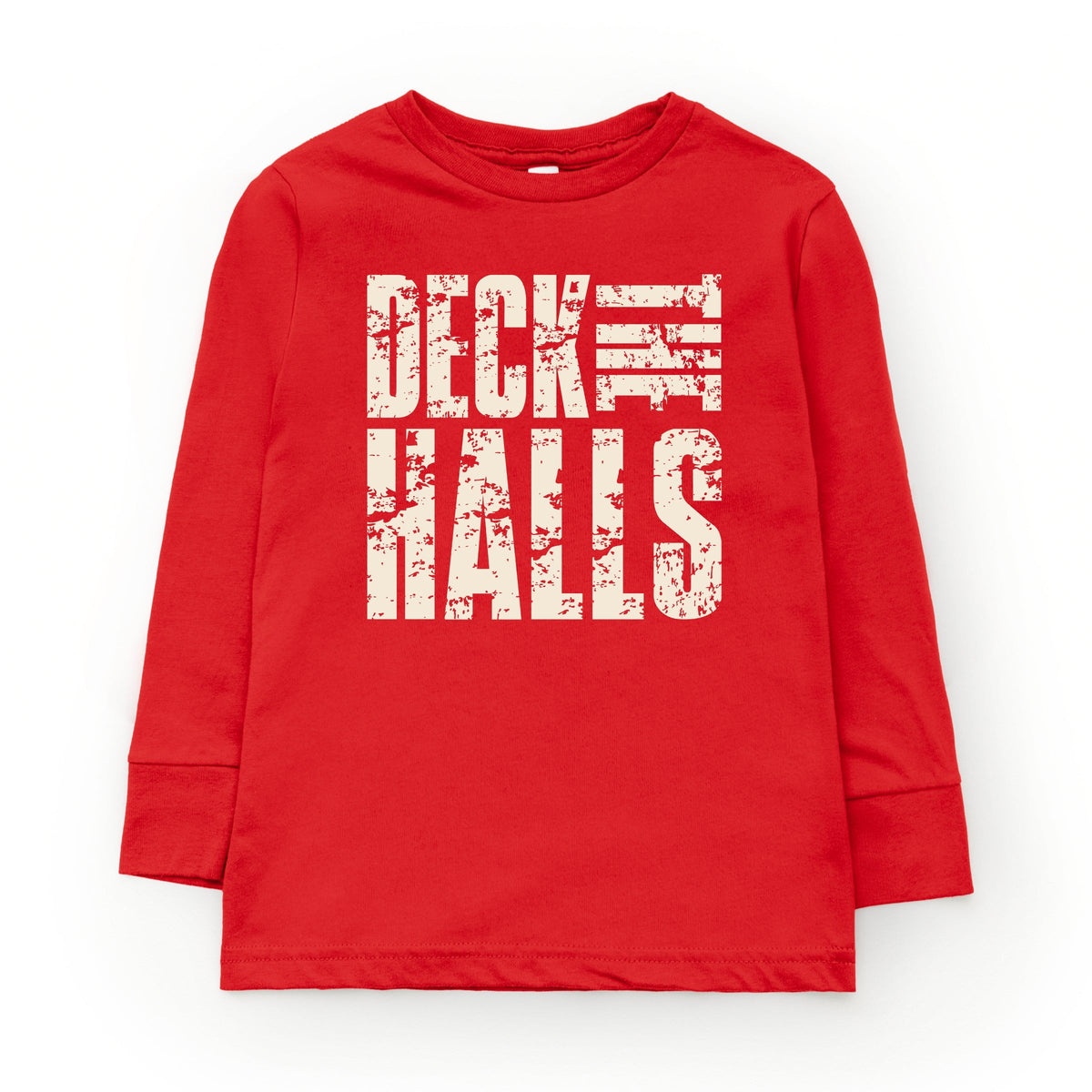 Deck the Halls Block Distressed - Youth Long Sleeve Graphic T-Shirt