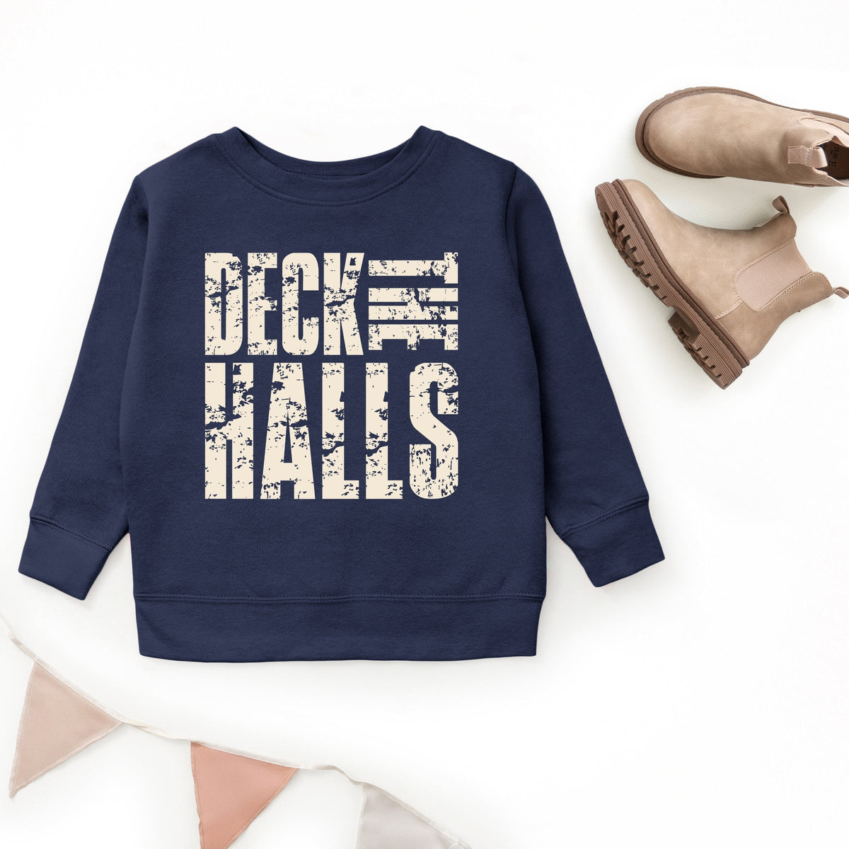 Deck the Halls Block Distressed - Youth Graphic Sweatshirt