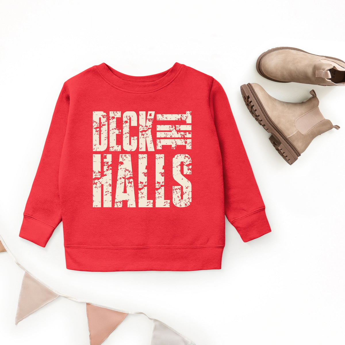 Deck the Halls Block Distressed - Youth Graphic Sweatshirt