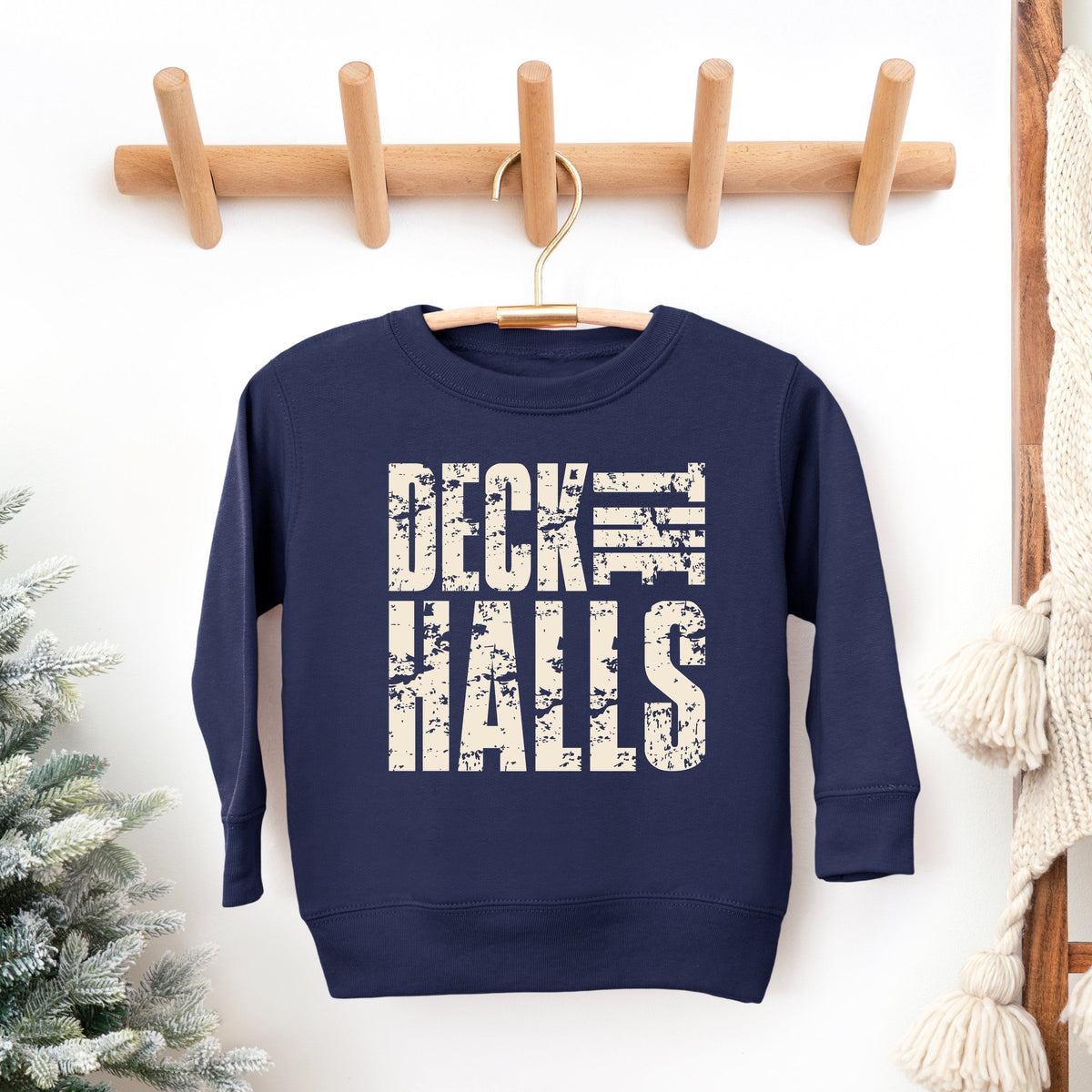 Deck the Halls Block Distressed - Toddler Graphic Sweatshirt