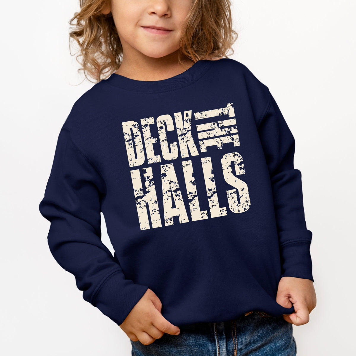 Deck the Halls Block Distressed - Toddler Graphic Sweatshirt
