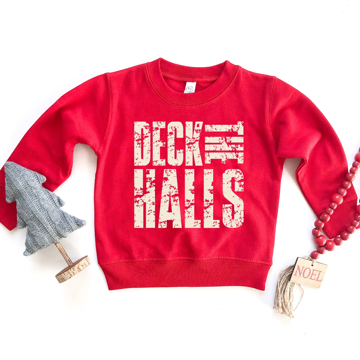 Deck the Halls Block Distressed - Toddler Graphic Sweatshirt