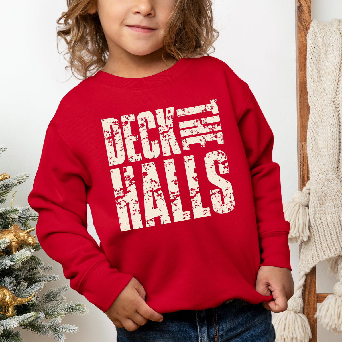 Deck the Halls Block Distressed - Toddler Graphic Sweatshirt