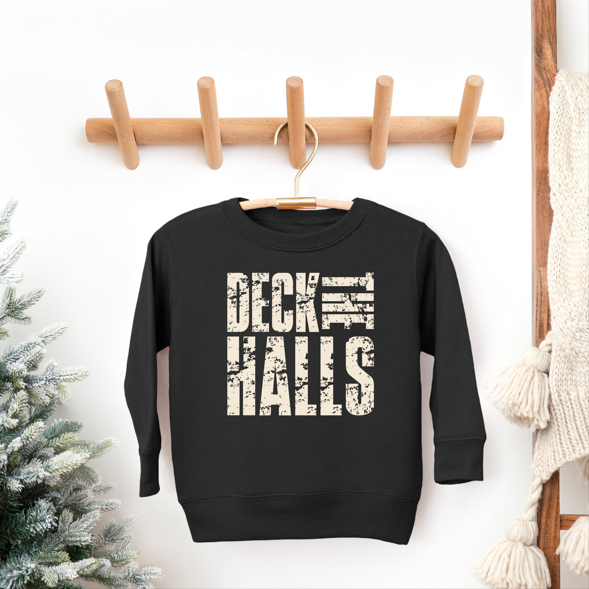 Deck the Halls Block Distressed - Toddler Graphic Sweatshirt