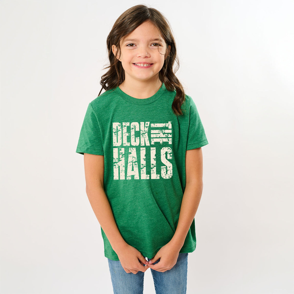 Deck the Halls Block Distressed - Youth Short Sleeve Graphic T-Shirt