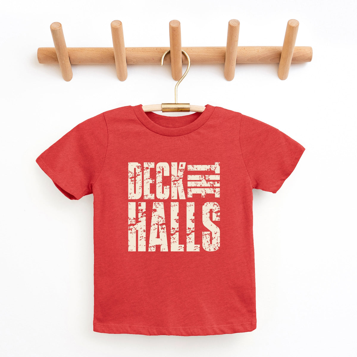Deck the Halls Block Distressed - Youth Short Sleeve Graphic T-Shirt