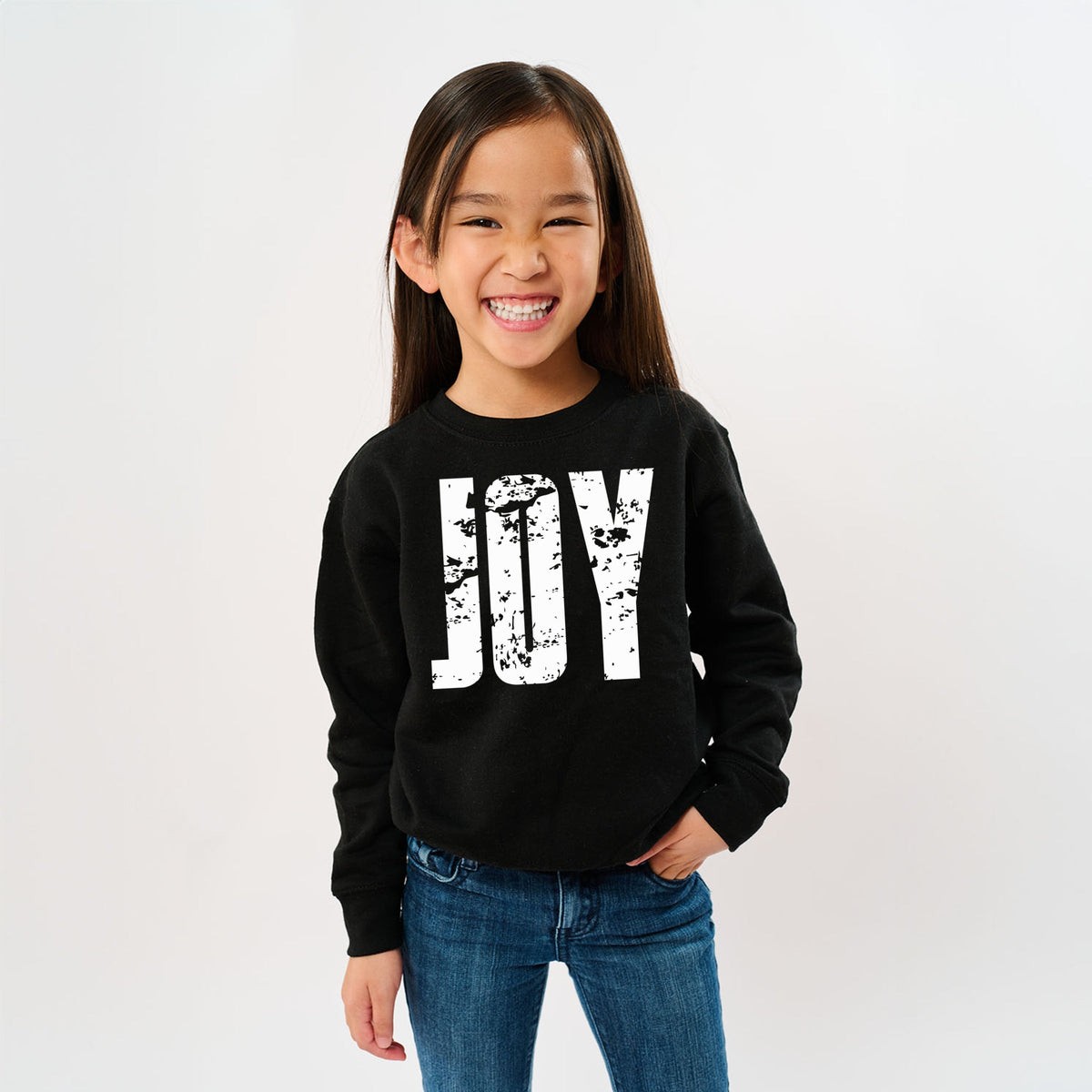 Joy Block Distressed - Youth Graphic Sweatshirt