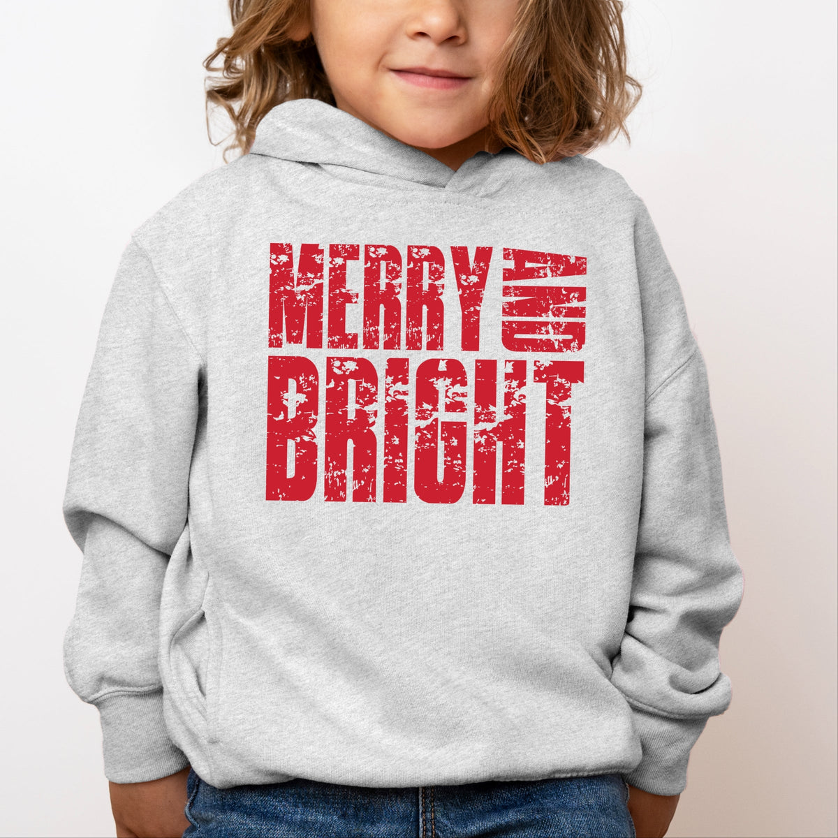 Merry and Bright Block Distressed - Toddler Hoodie