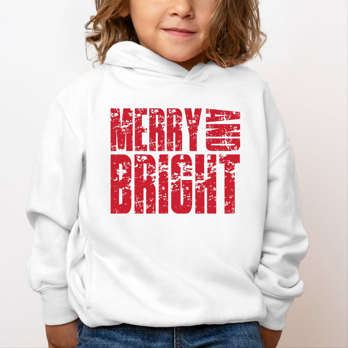 Merry and Bright Block Distressed - Toddler Hoodie