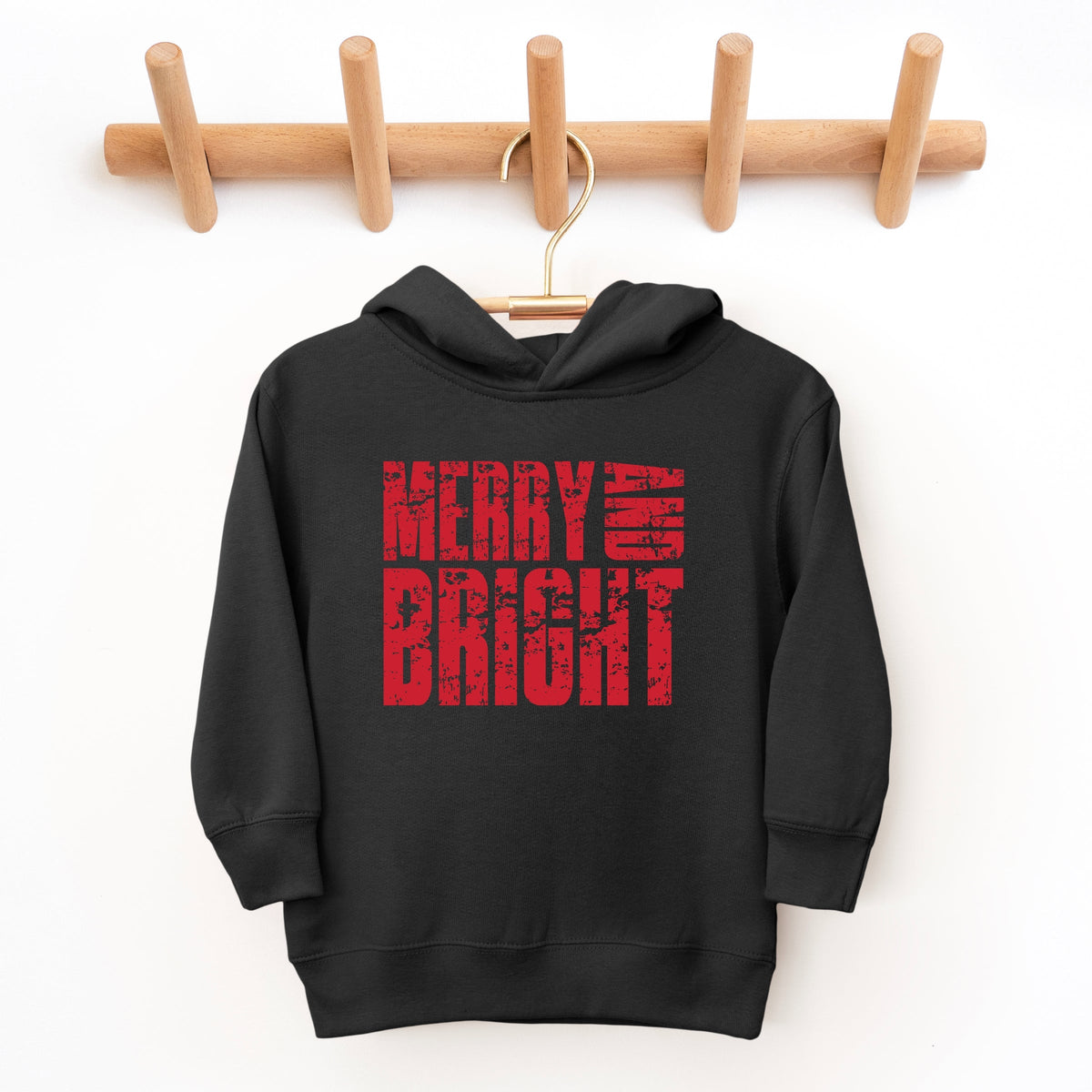Merry and Bright Block Distressed - Toddler Hoodie
