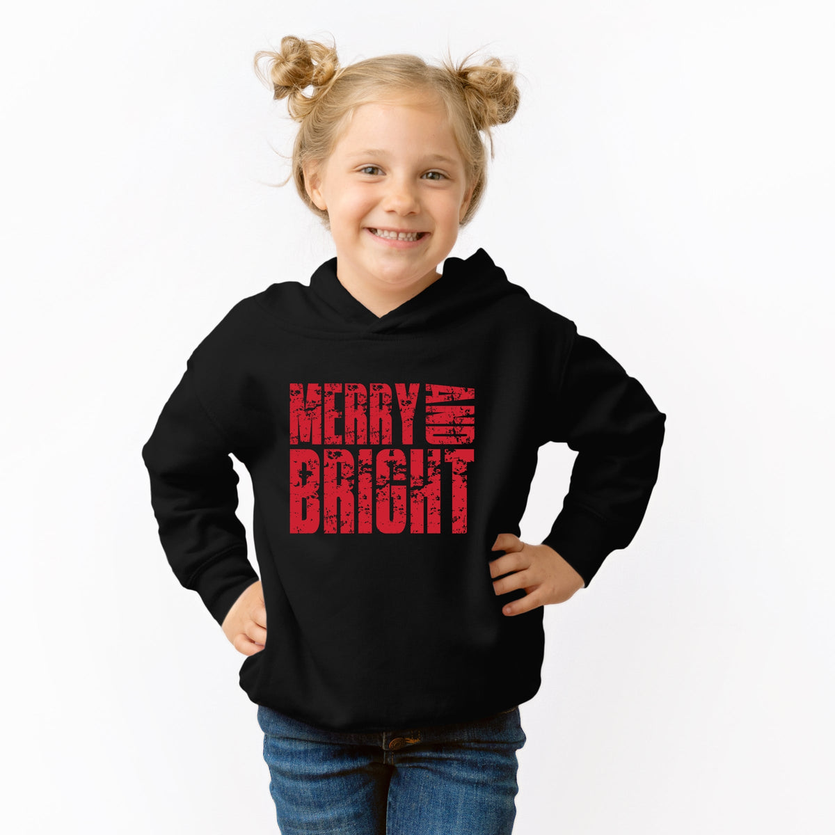Merry and Bright Block Distressed - Toddler Hoodie