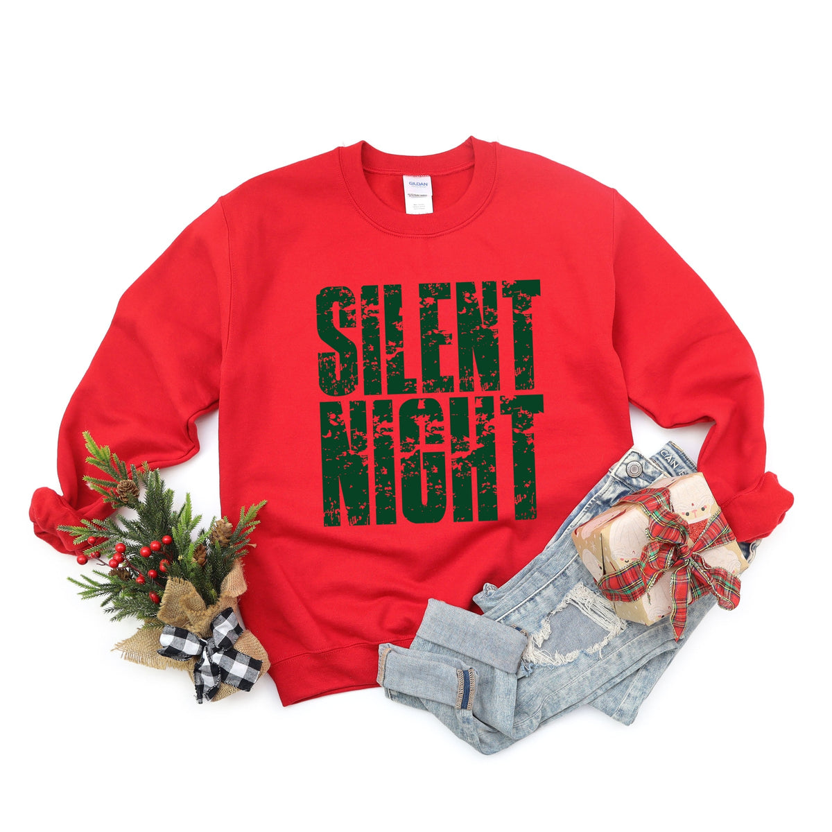Silent Night Block Distressed - Women's Graphic Sweatshirt