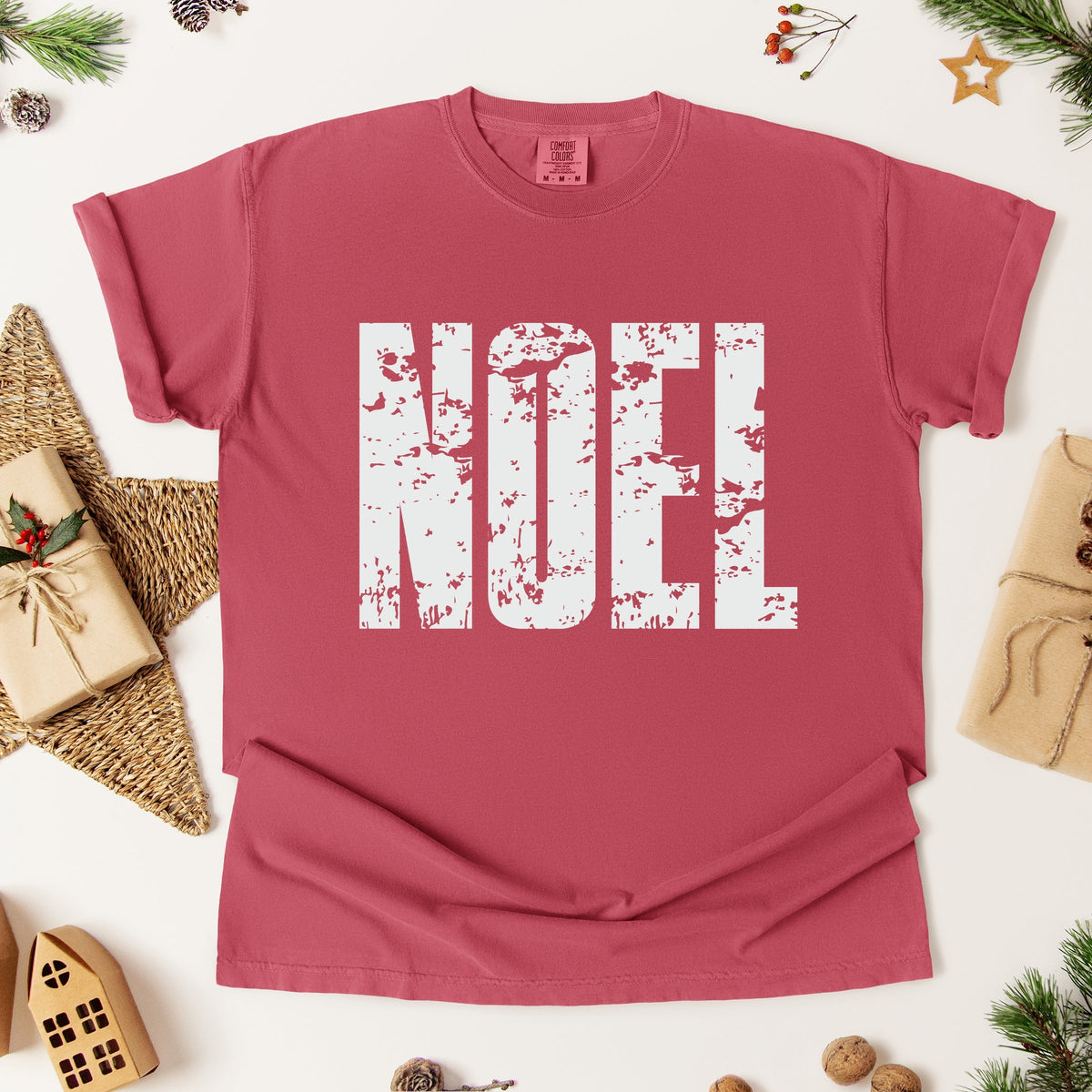 Noel Block Distressed - Women's Garment Dyed Graphic T-Shirt