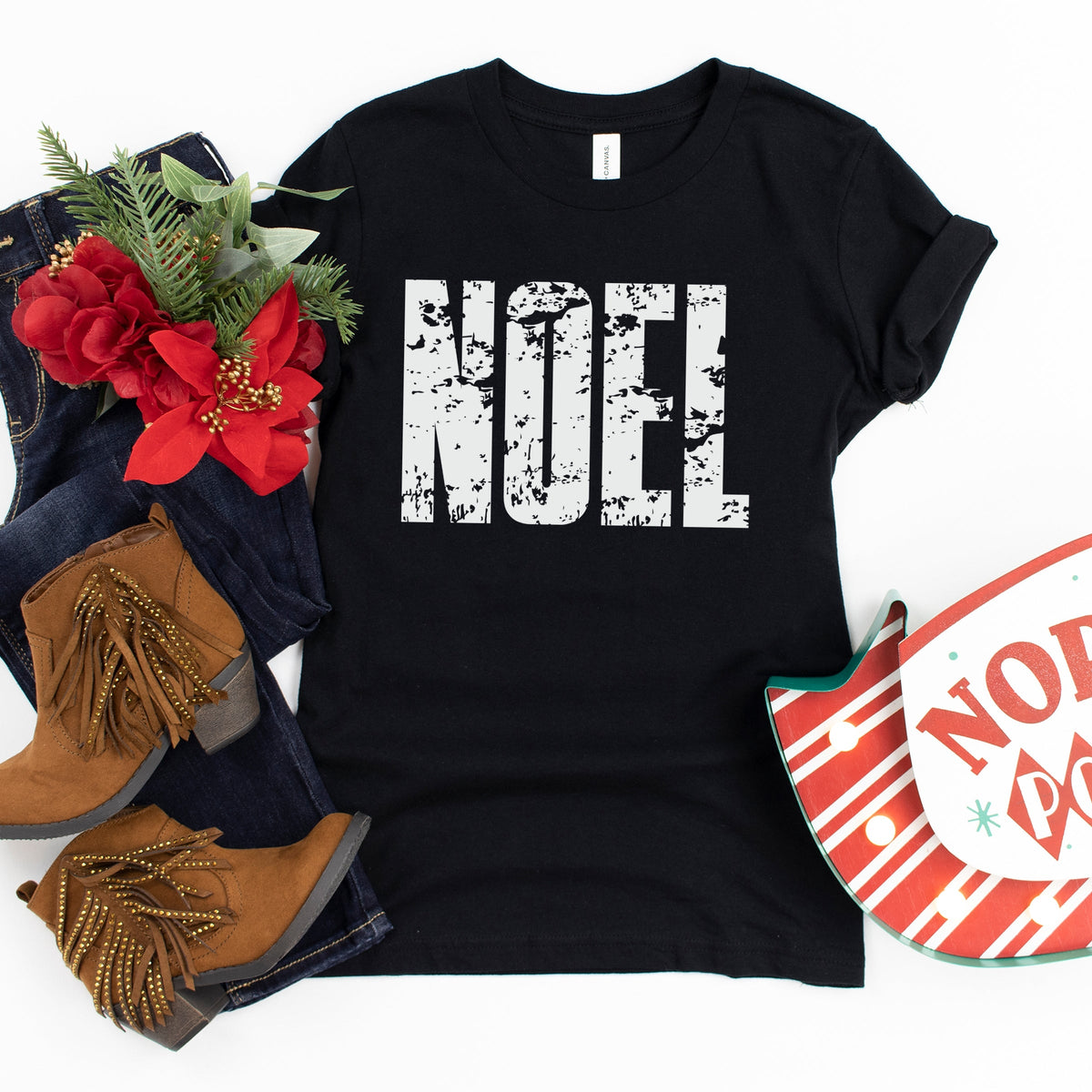 Noel Block Distressed - Youth Short Sleeve Graphic T-Shirt
