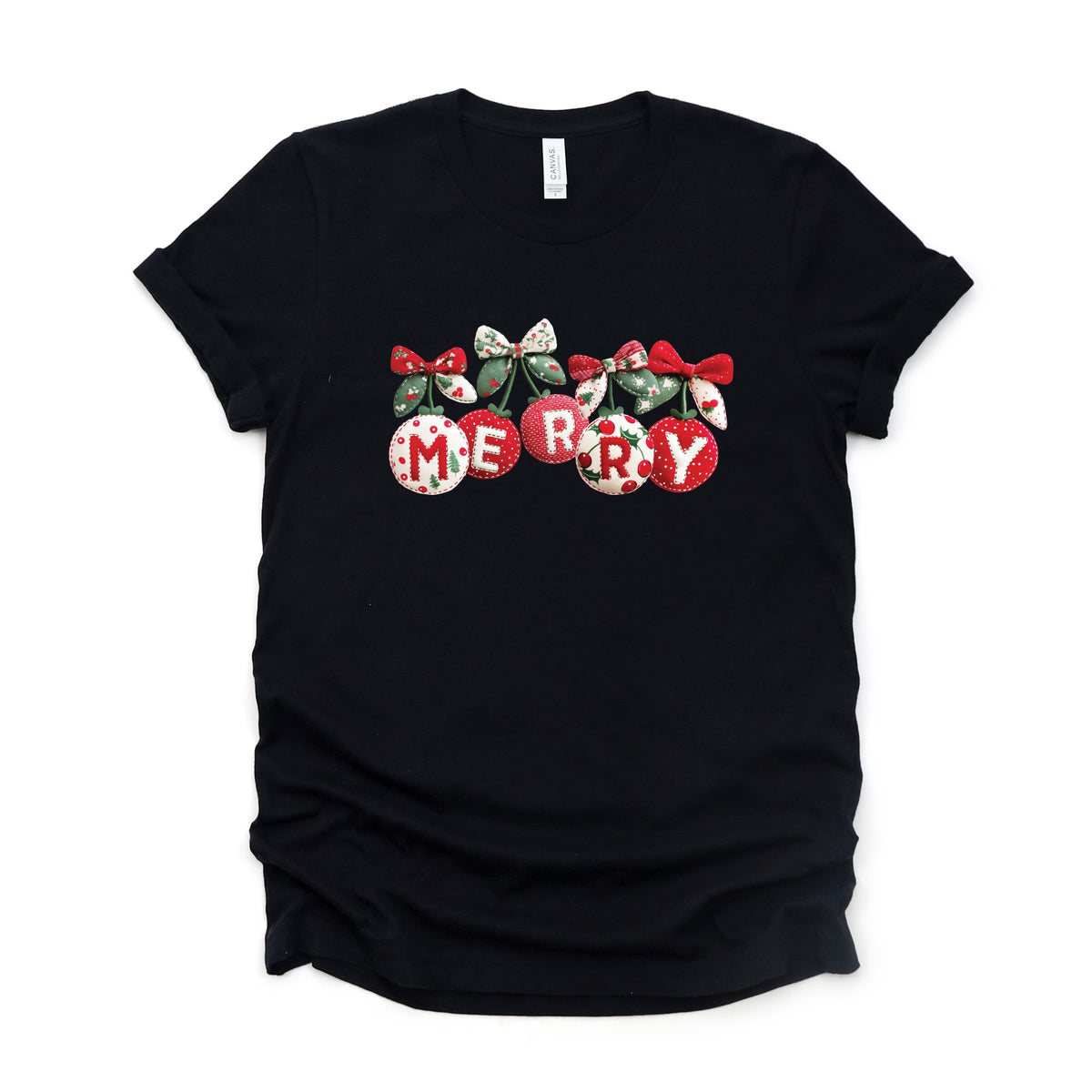 Merry Ornaments Quilted Print - Women's Short Sleeve Graphic T-Shirt