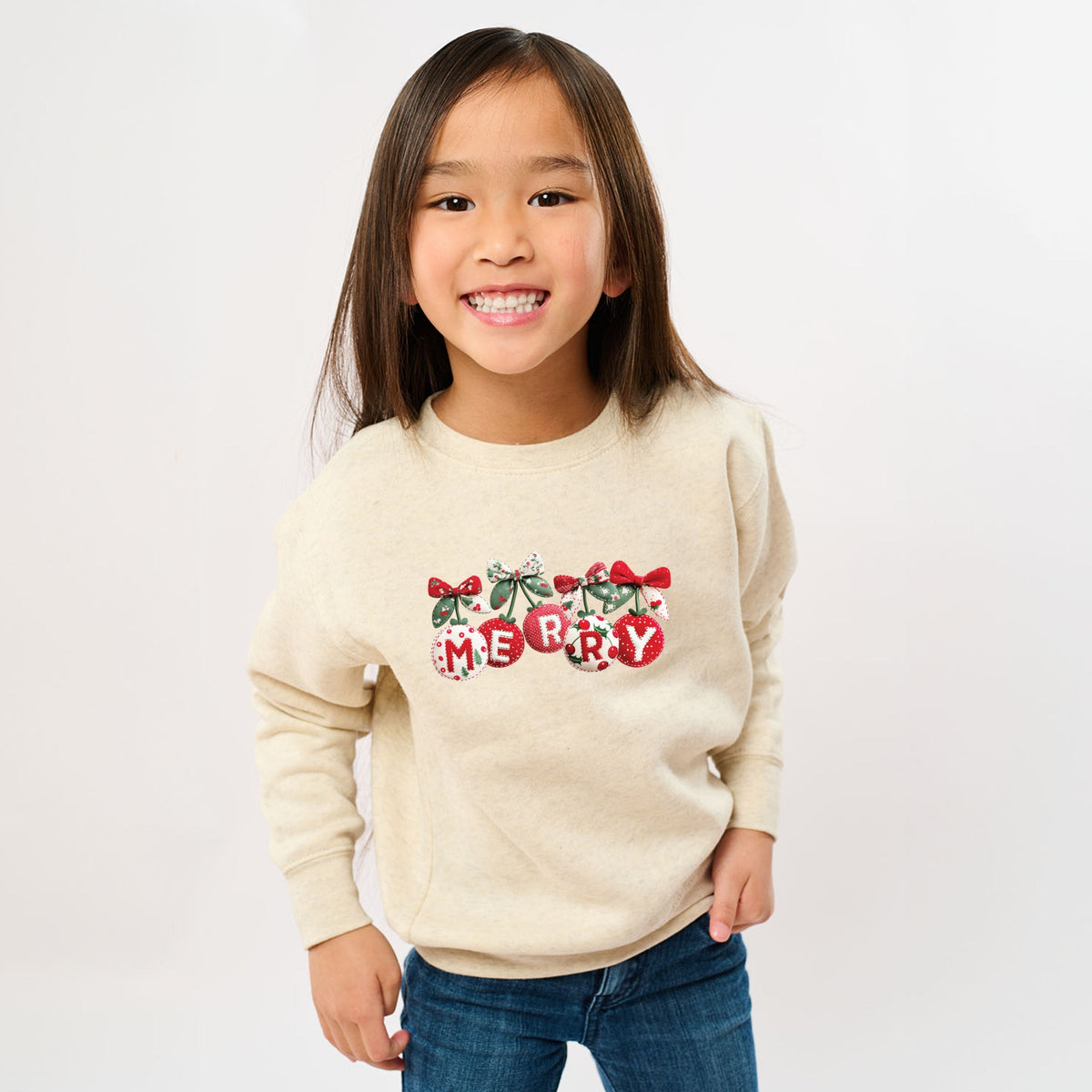 Merry Ornaments Quilted Print - Youth Graphic Sweatshirt