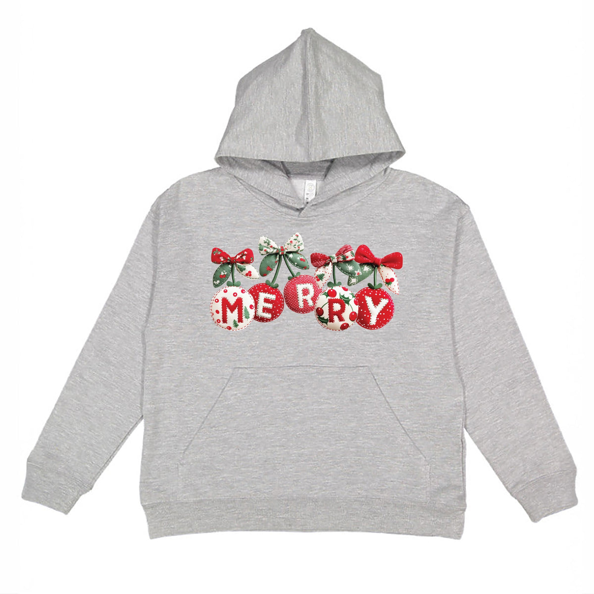 Merry Ornaments Quilted Print - Youth Graphic Hoodie
