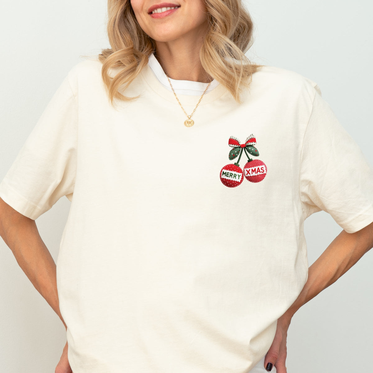 Merry Xmas Ornament Quilted Print - Women's Short Sleeve Graphic T-Shirt
