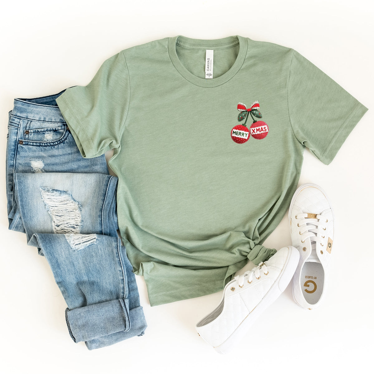 Merry Xmas Ornament Quilted Print - Women's Short Sleeve Graphic T-Shirt