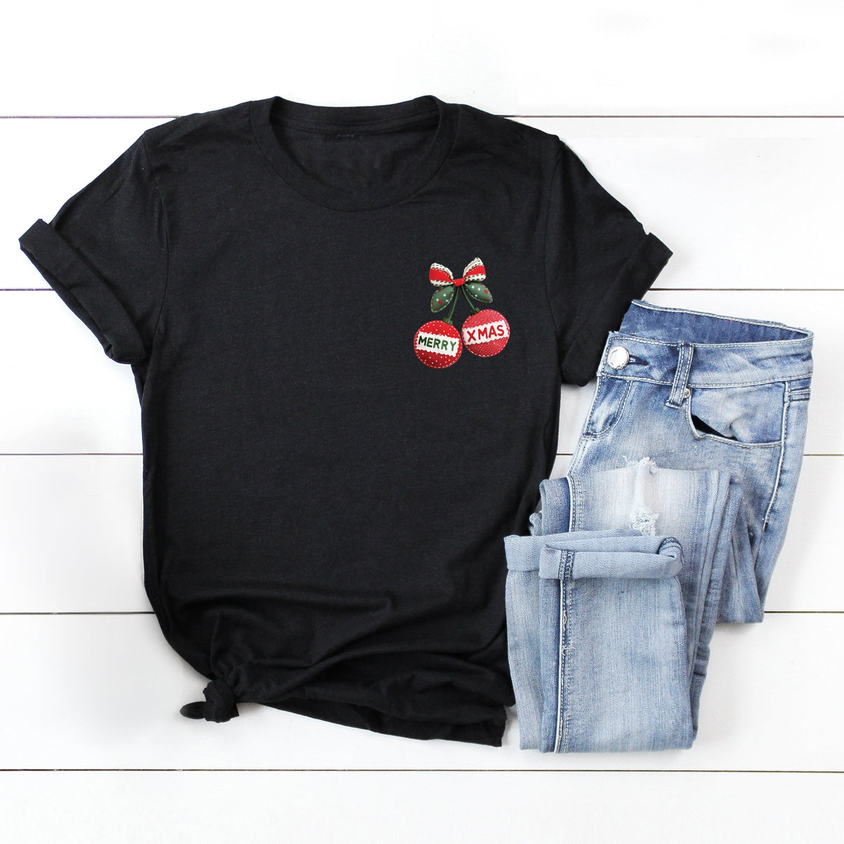 Merry Xmas Ornament Quilted Print - Women's Short Sleeve Graphic T-Shirt