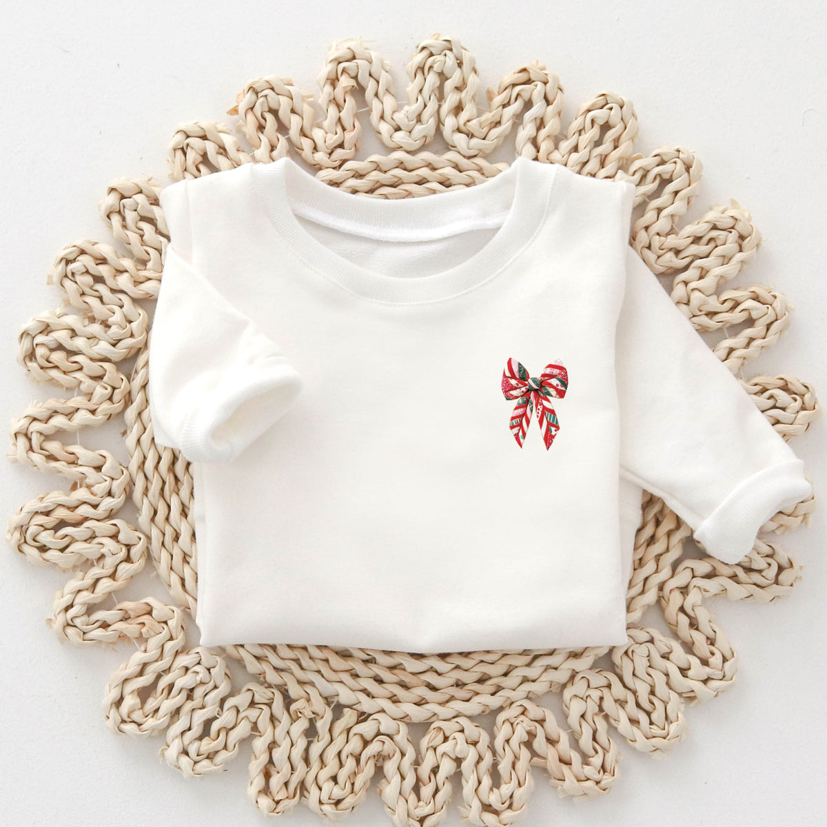 Christmas Bow Quilted Print - Toddler Graphic Sweatshirt