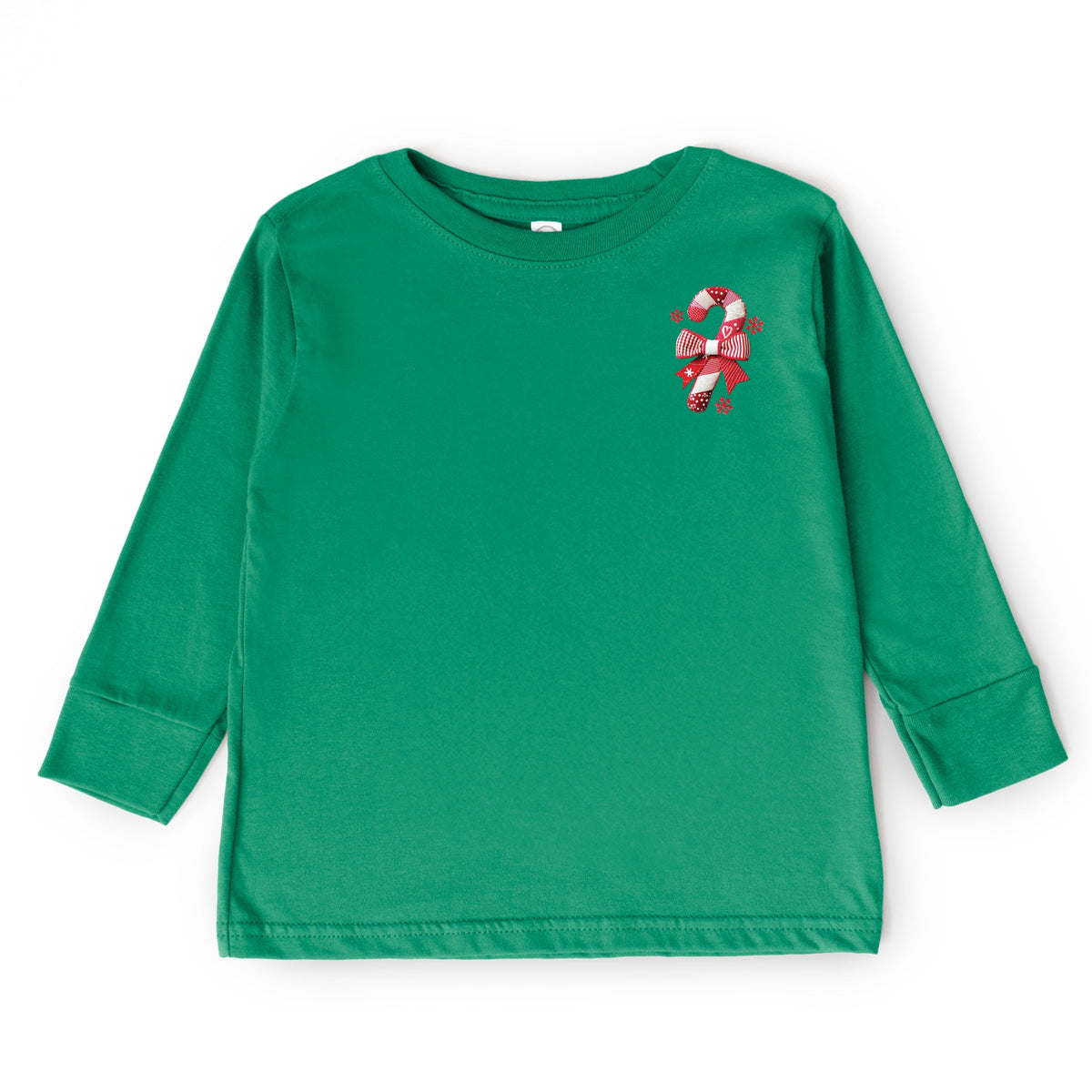 Candy Cane Bow Patchwork Print - Toddler Long Sleeve Graphic Tee