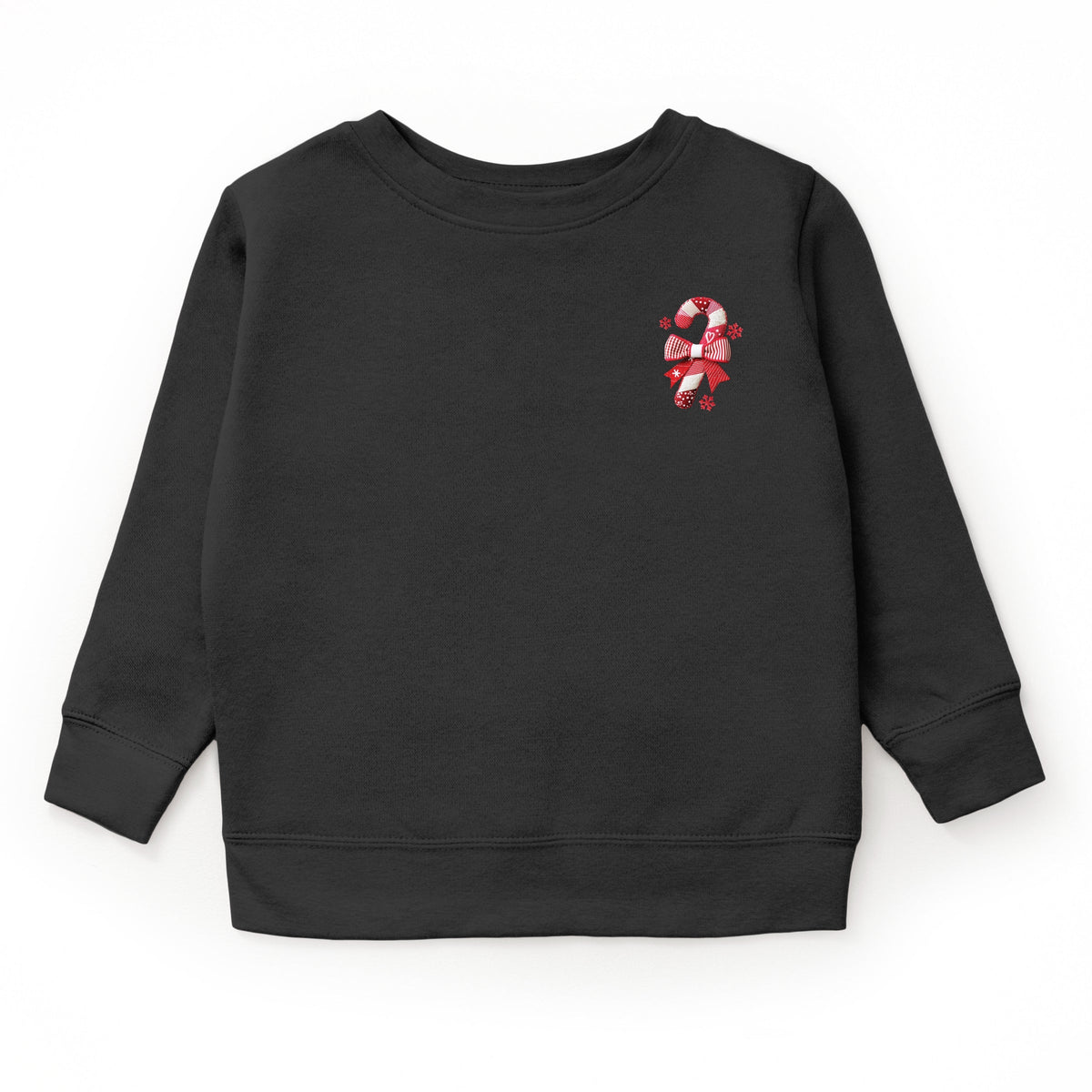 Candy Cane Bow Patchwork Print - Youth Graphic Sweatshirt