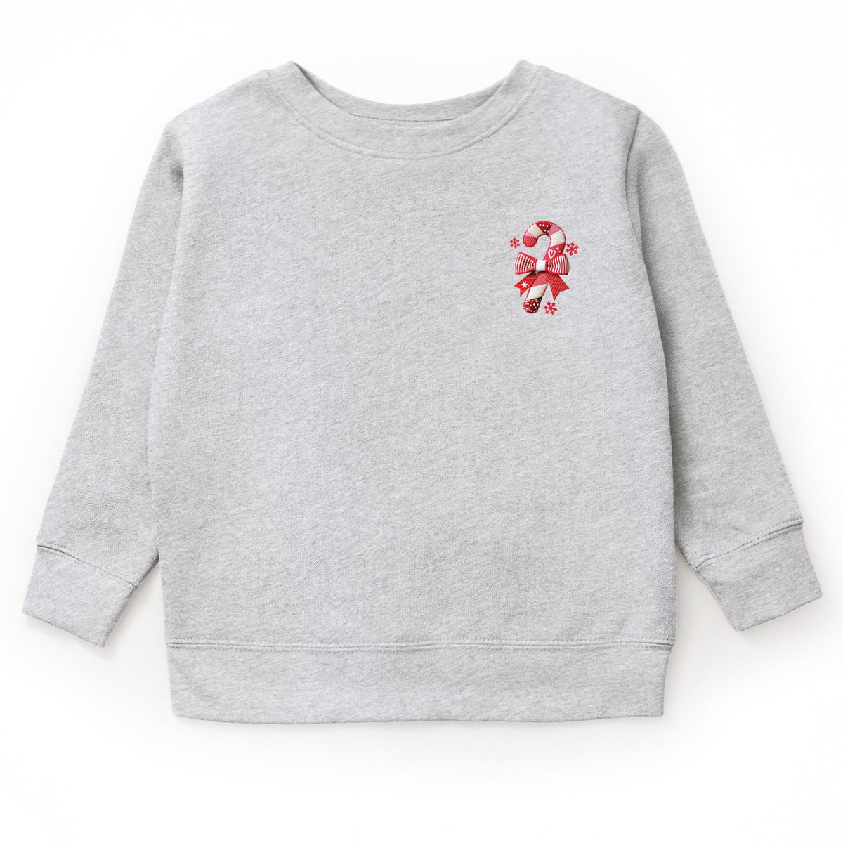 Candy Cane Bow Patchwork Print - Youth Graphic Sweatshirt