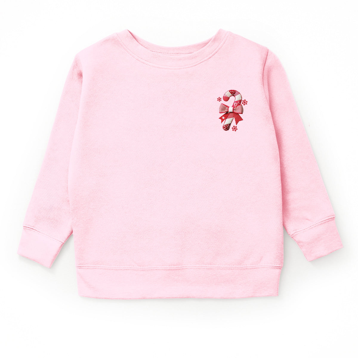Candy Cane Bow Patchwork Print - Youth Graphic Sweatshirt
