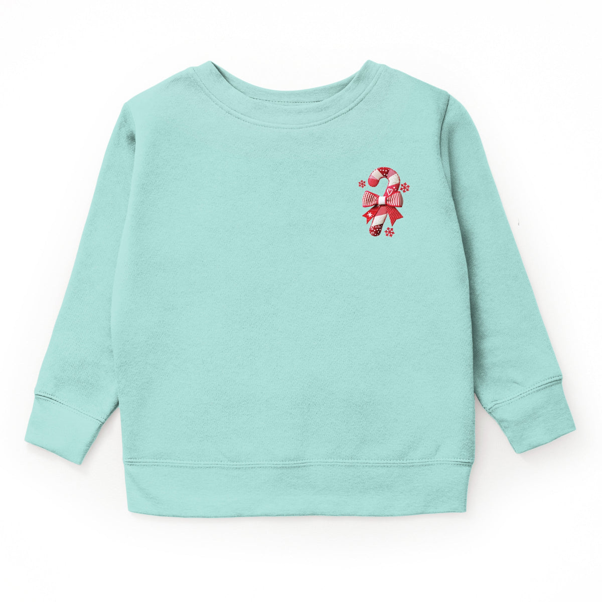 Candy Cane Bow Patchwork Print - Youth Graphic Sweatshirt