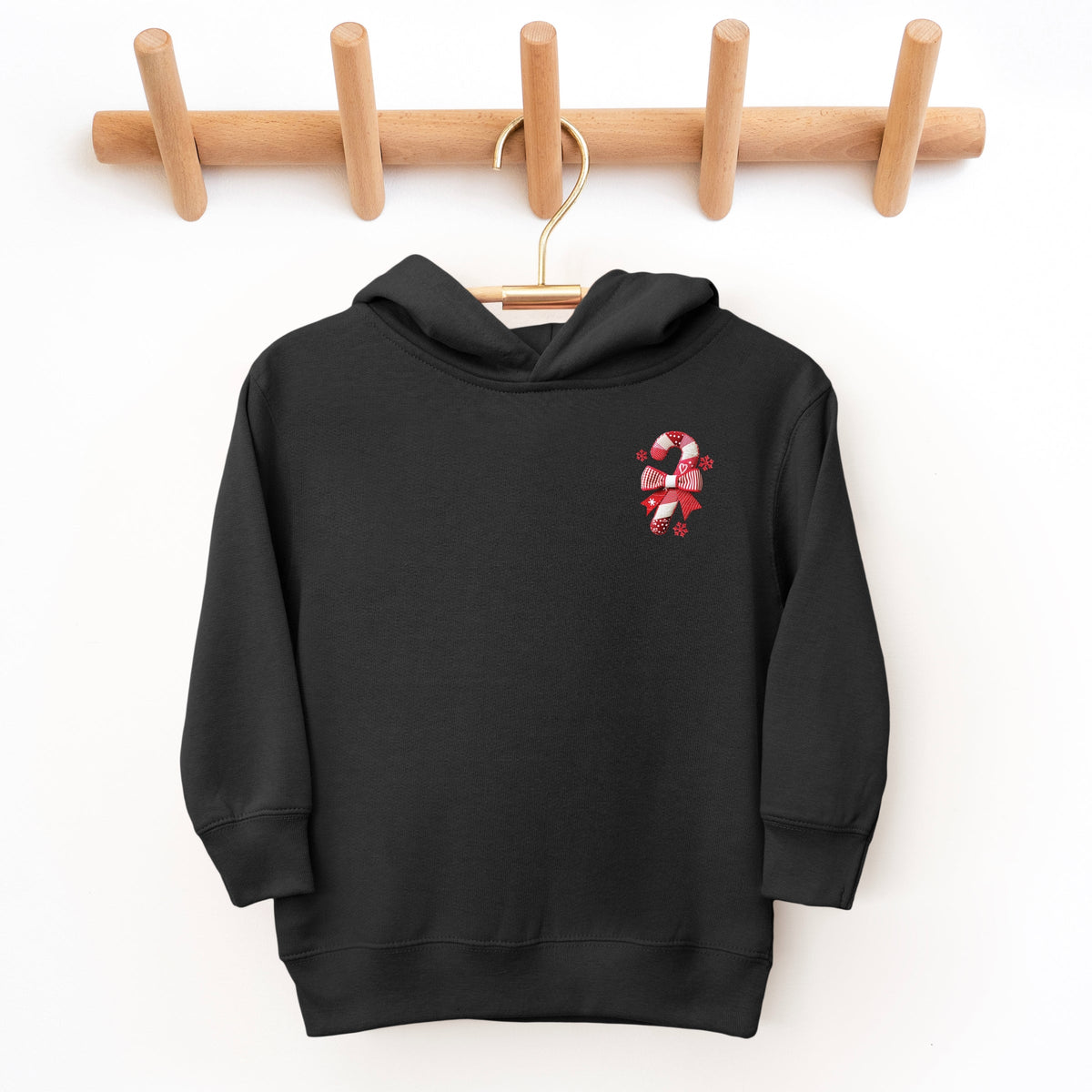 Candy Cane Bow Patchwork Print - Toddler Hoodie
