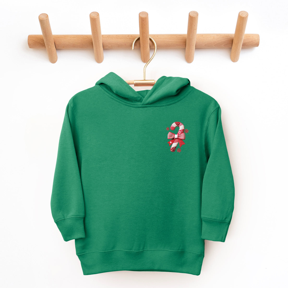 Candy Cane Bow Patchwork Print - Toddler Hoodie