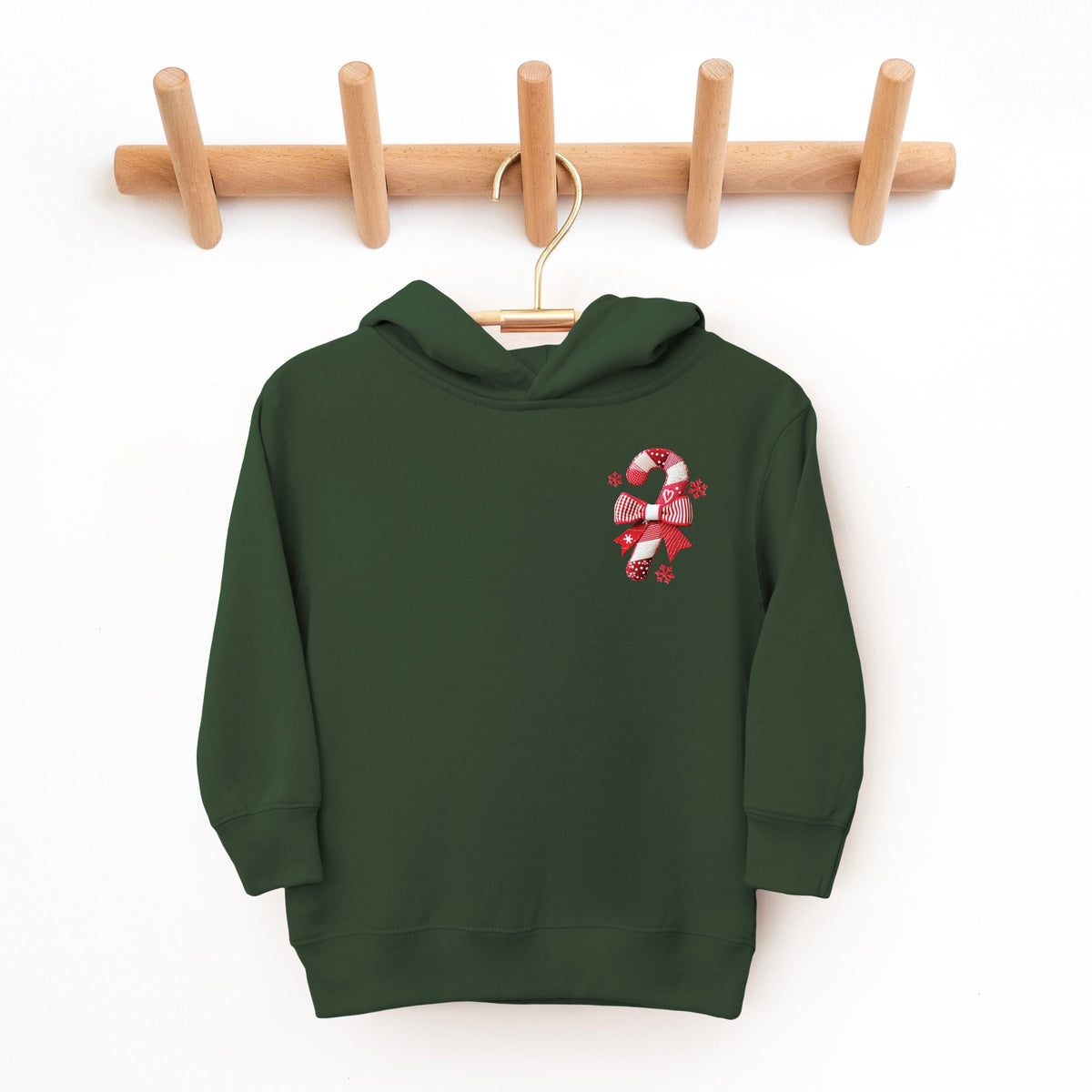 Candy Cane Bow Patchwork Print - Toddler Hoodie