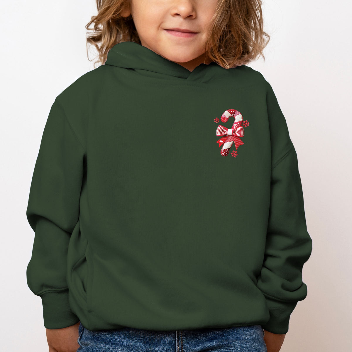 Candy Cane Bow Patchwork Print - Toddler Hoodie