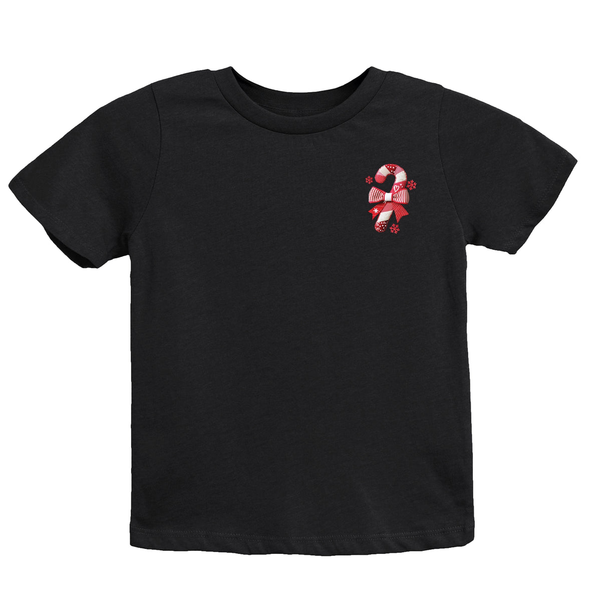 Candy Cane Bow Patchwork Print - Youth Short Sleeve Graphic T-Shirt