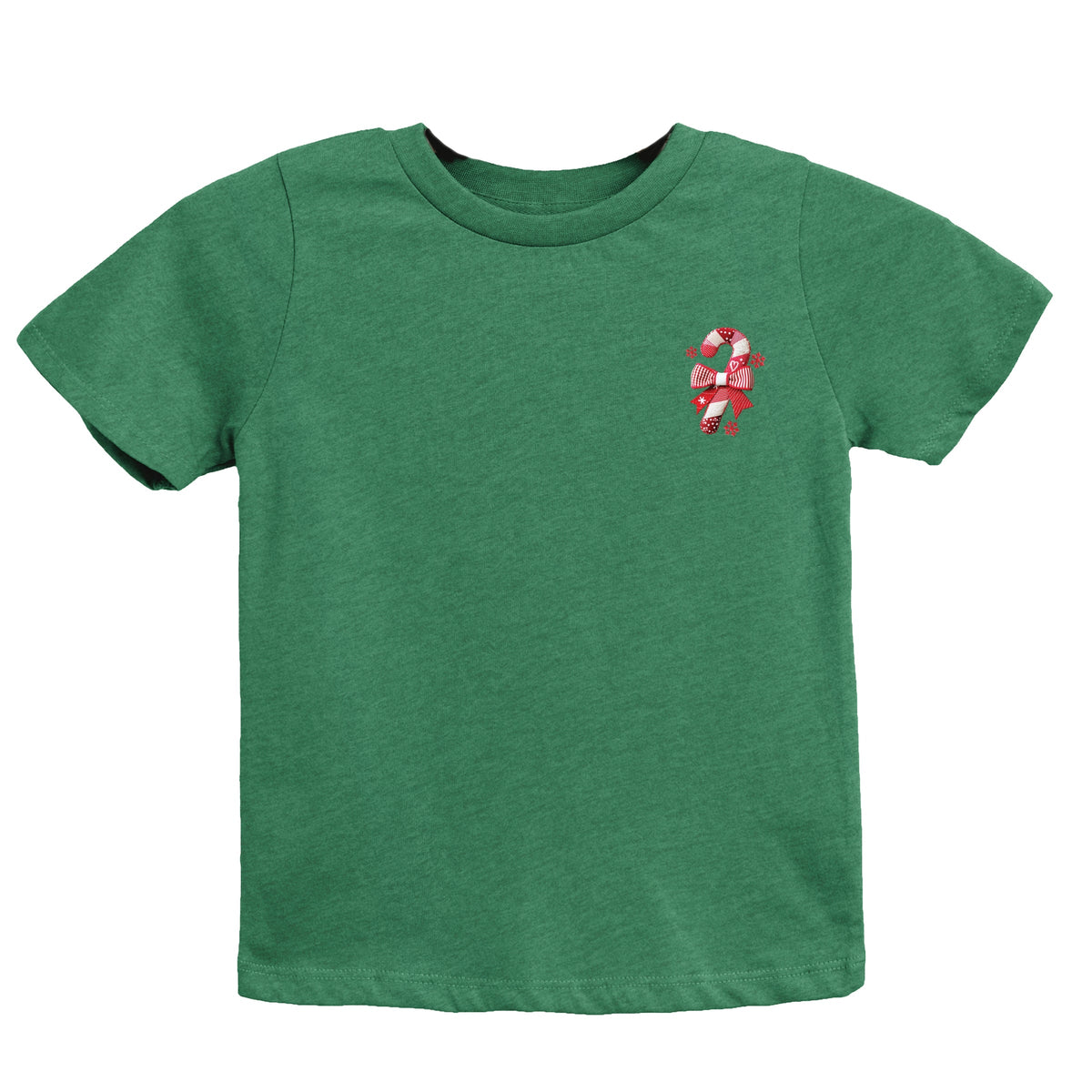 Candy Cane Bow Patchwork Print - Youth Short Sleeve Graphic T-Shirt