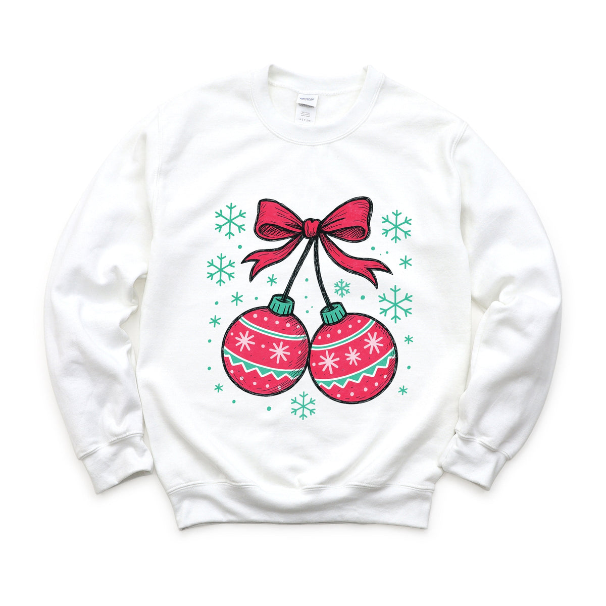 Christmas Ornaments Sketched Snowflakes - Women's Graphic Sweatshirt