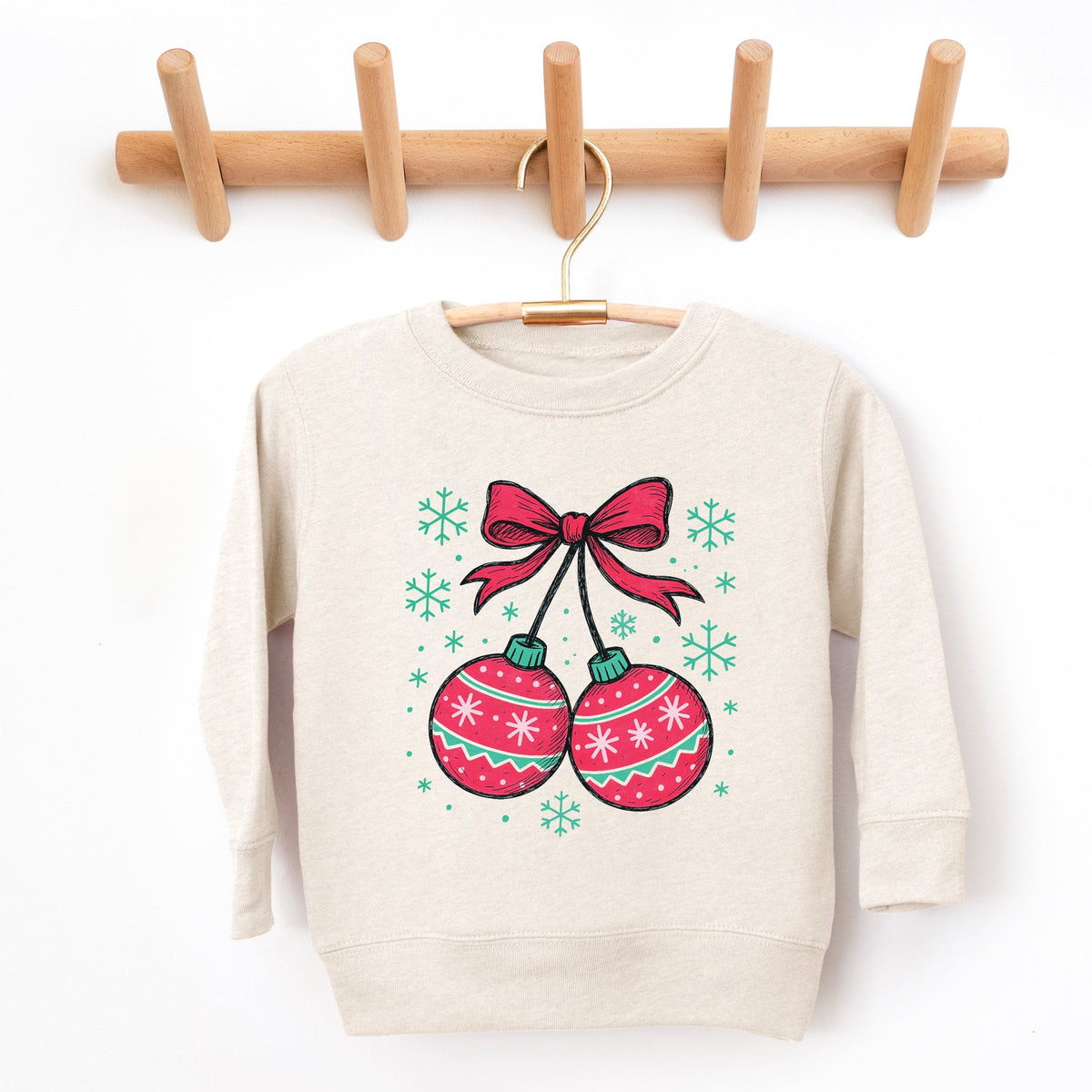 Christmas Ornaments Sketched Snowflakes - Toddler Graphic Sweatshirt