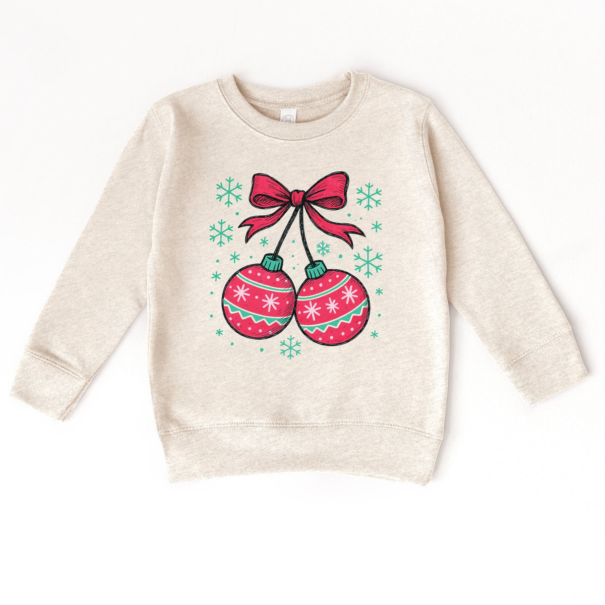 Christmas Ornaments Sketched Snowflakes - Toddler Graphic Sweatshirt