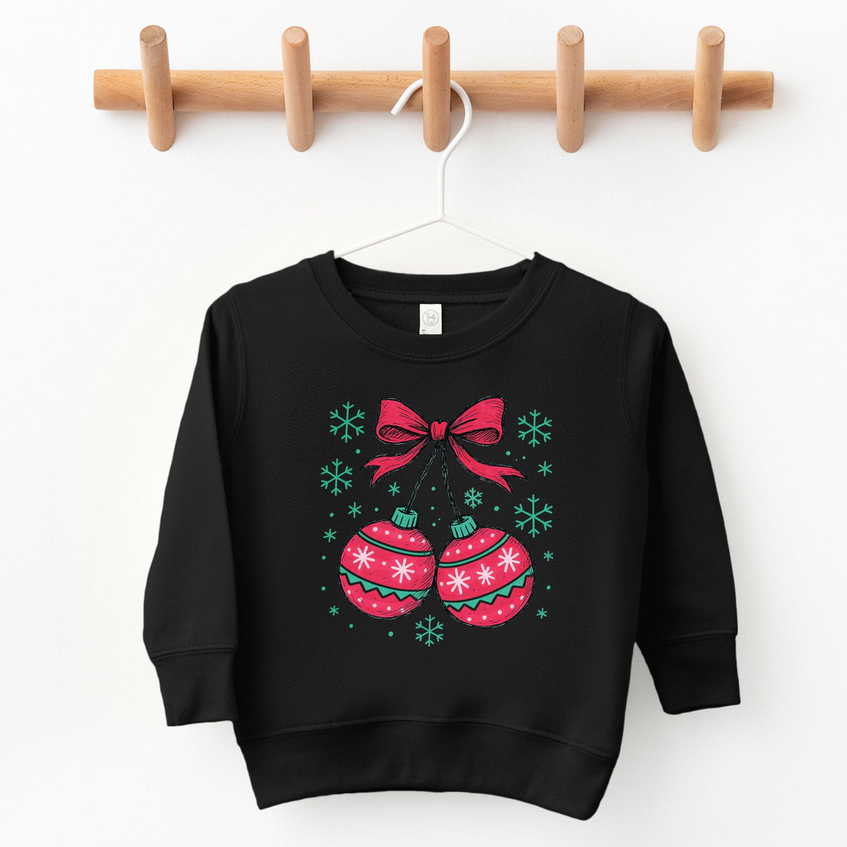 Christmas Ornaments Sketched Snowflakes - Toddler Graphic Sweatshirt